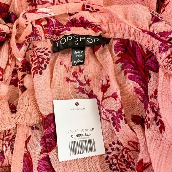 Topshop Pink Floral Playsuit Romper Ruffle Trim - Picture 5 of 7